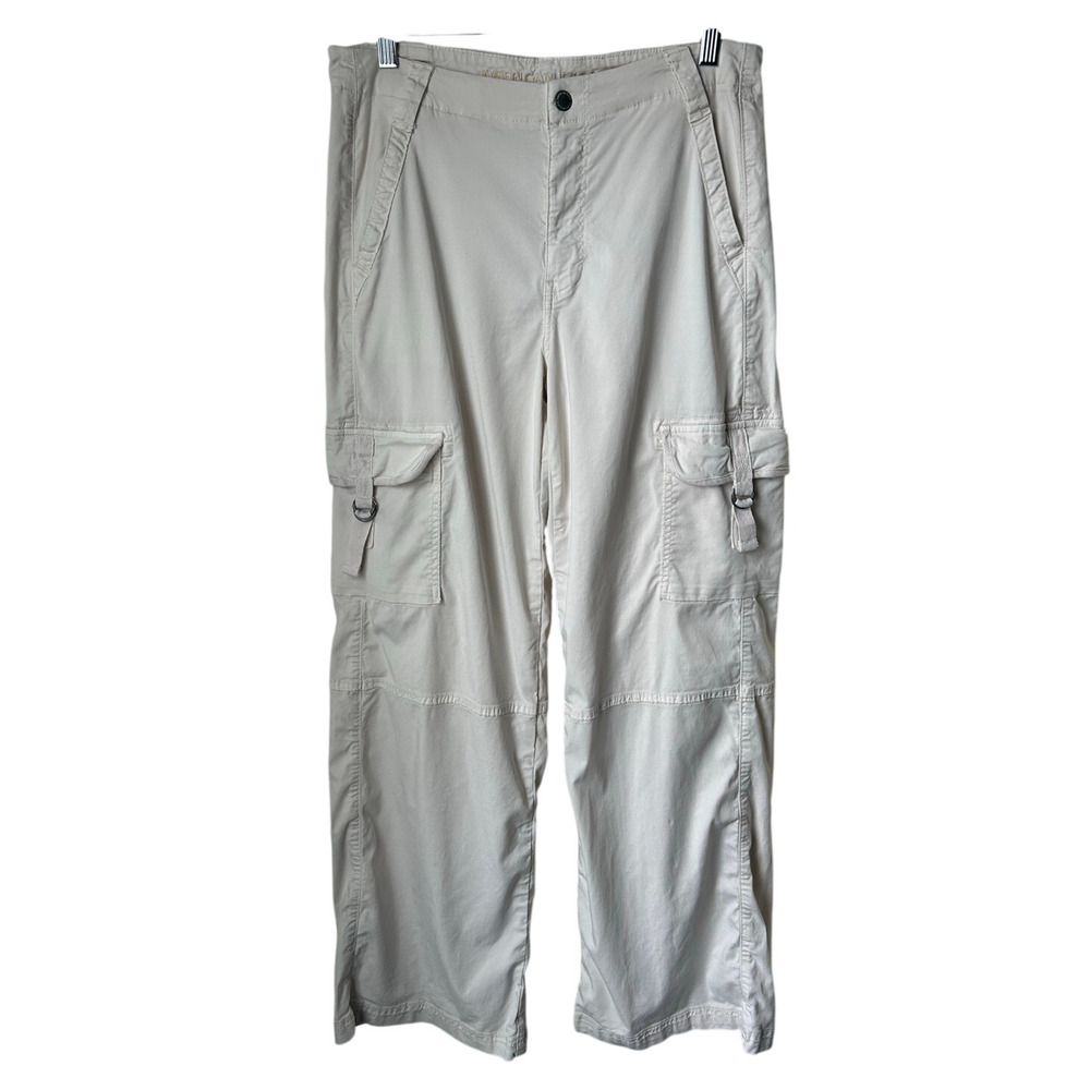 American Eagle Cream Baggy Wide Leg Cargo Pants - 6R